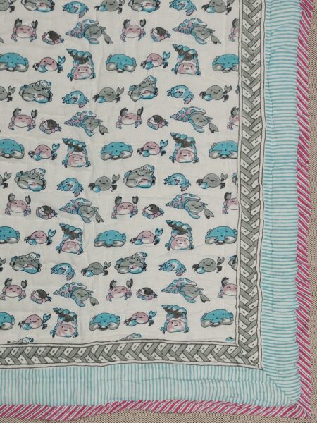 Blue Crab Handblock Quilt