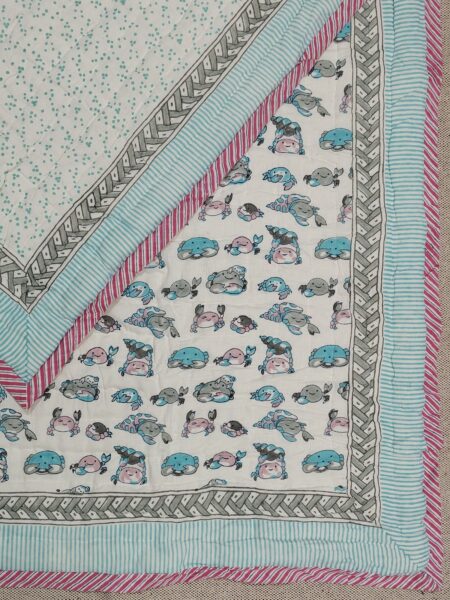 Blue Crab Handblock Quilt