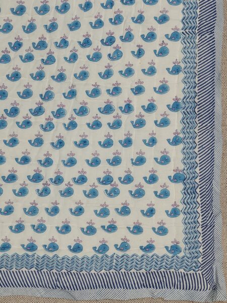 Whale Handblock Print Quilt