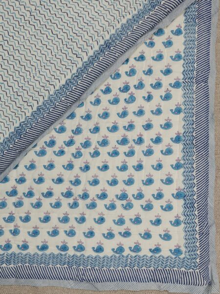 Whale Handblock Print Quilt