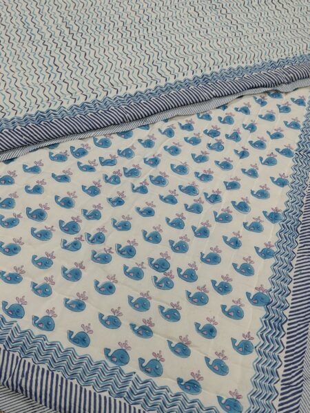 Whale Handblock Print Quilt