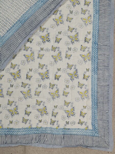 Yellow Butterfly Handblock Quilt