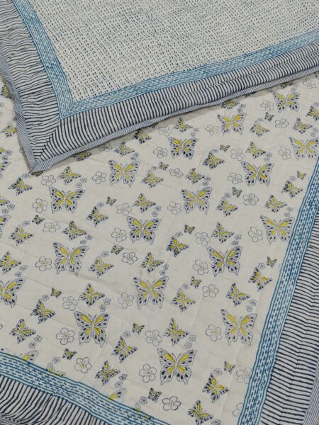 Yellow Butterfly Handblock Quilt